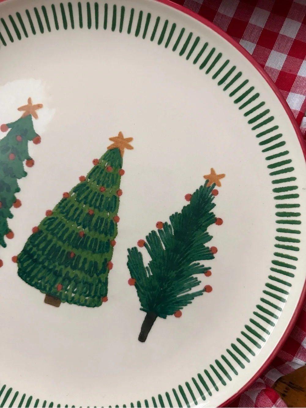 Christmas Tree Dinner Plates - Green & Red